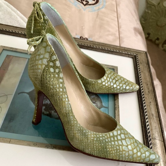 Saks Brienza Italian Leather & Suede Heels - Picture 1 of 11